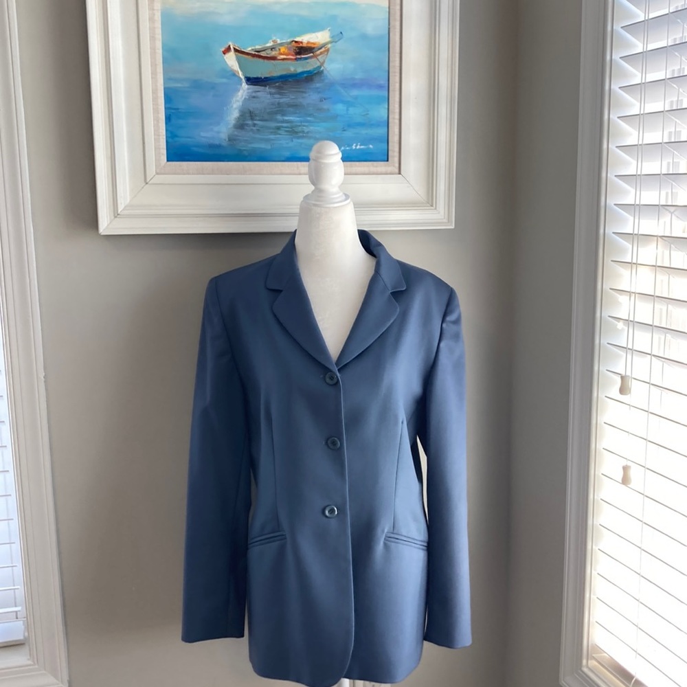 Vintage Pendleton Wool Oversized Blue Structured Shoulder Padded Blazer Size 8